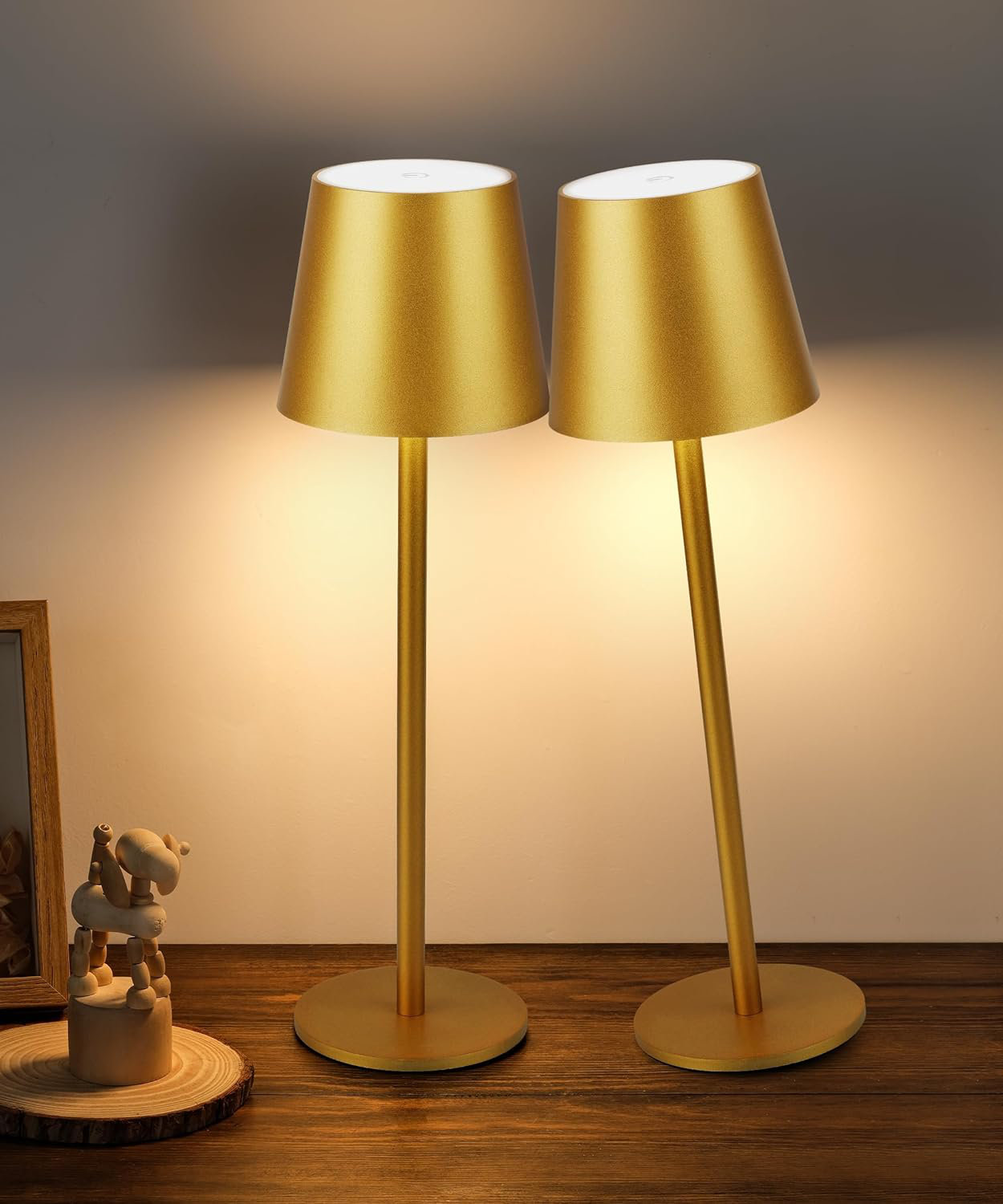 Latitude Run 2Pack Cordless Table Lamp 5200Mah IP54 Waterproof Rechargeable Battery Desk Lamp 3 Color Stepless Dimming Up Battery Operated Lamp For